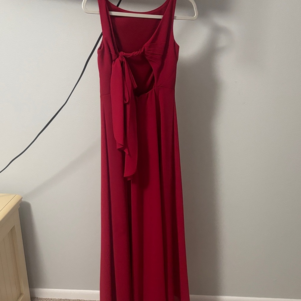 Red Sleeveless Tie-Back Maxi Dress